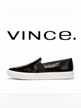 Vince Black Patent Leather Loafer Sneaker Women’s Size 9